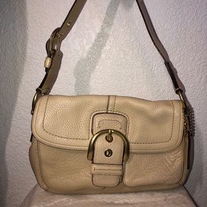 Tan Baguette Coach purse